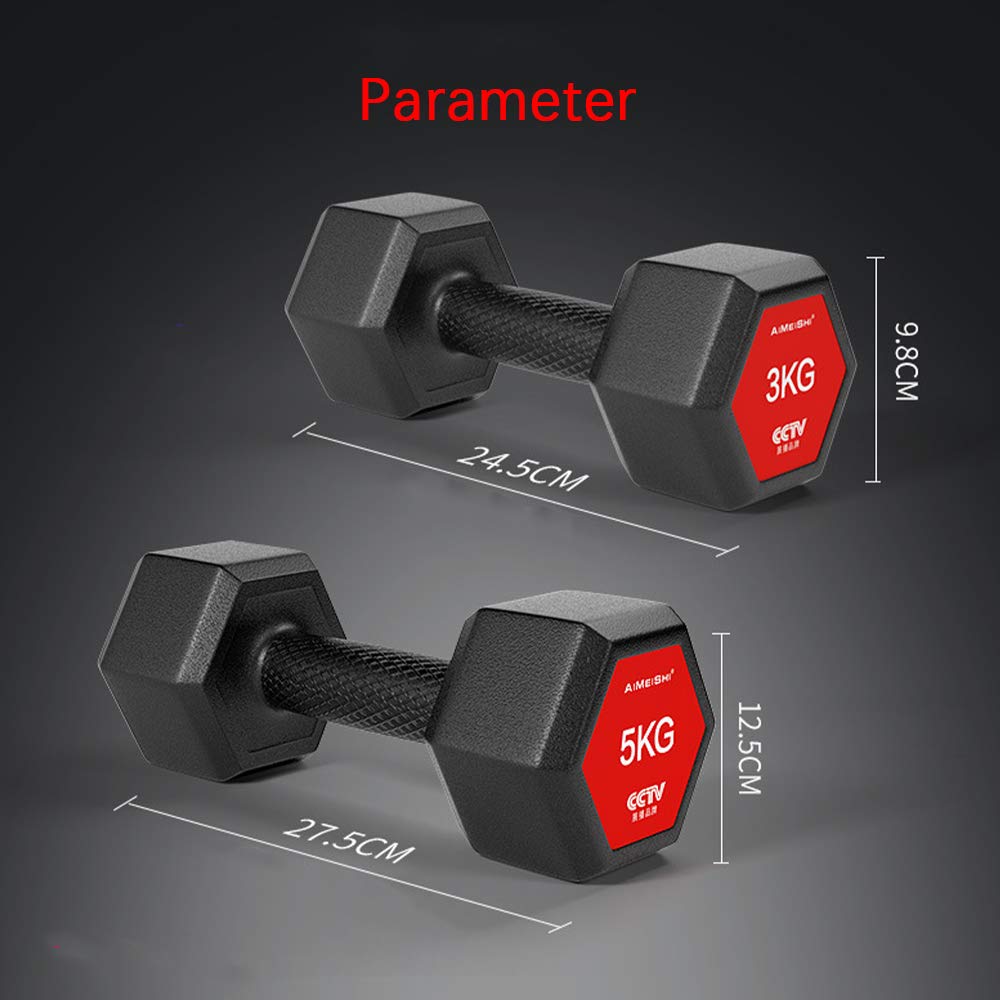 Gumowe hantle hex 1 para (waga 4 – 15 kg) do ramion, treningu siłowego, aerobiku, jogi, 2 kg (1 para)