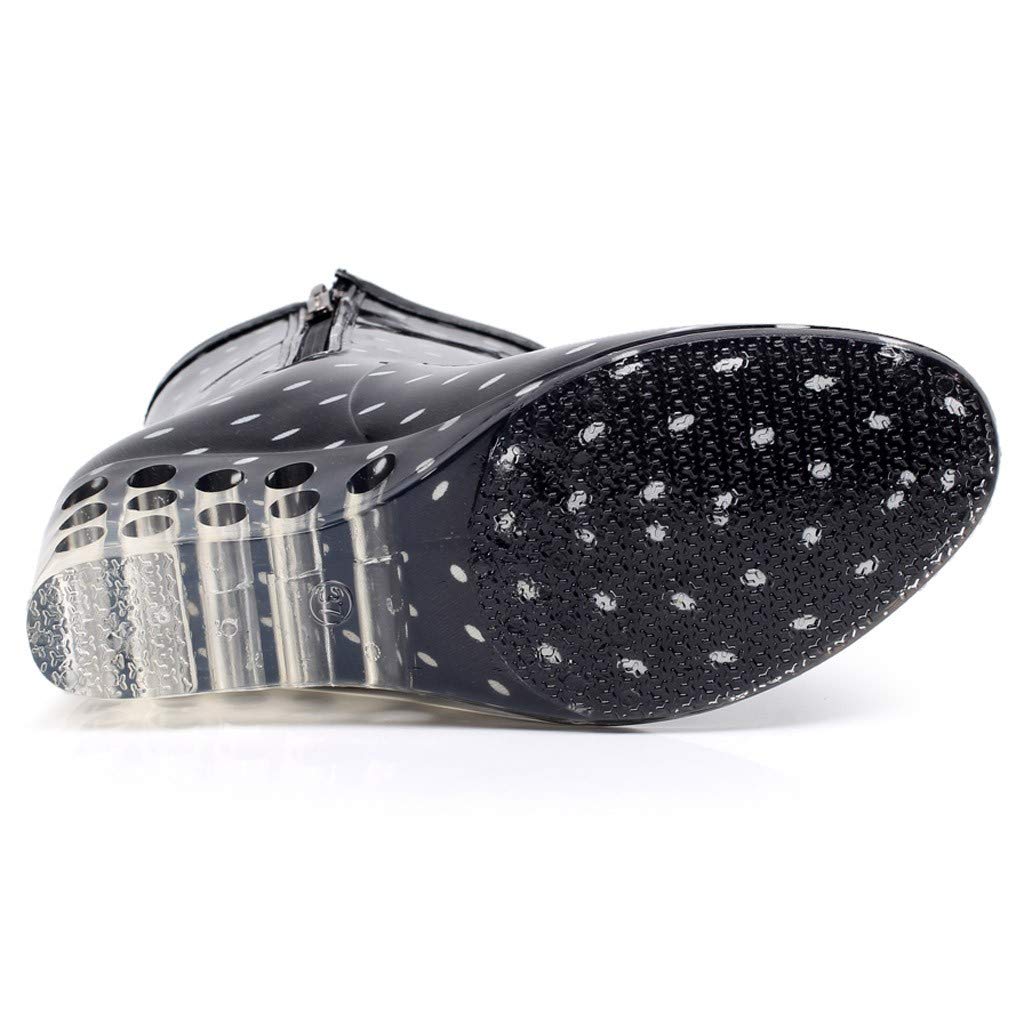 Bottes en caoutchouc pour femme - Avec talon - Bottes de pluie imperméables - Bottes de pluie mi-hautes - Bottes de pluie - Bottes de jardin - Bottes de pêche
