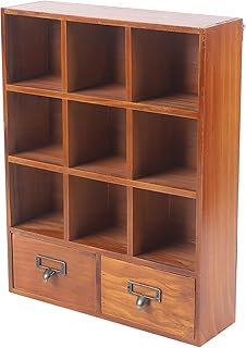 JAYEUW 9-Cube - Estantería para libros con cajones (madera, 33,3 x 10 x 42,5 cm), color marrón