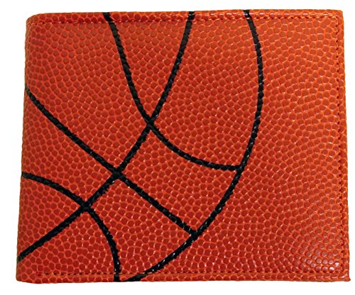 Basketball Leather Men's Wallet - Made from Actual Ball Material - BiFold Design with Card and ID slots - Orange