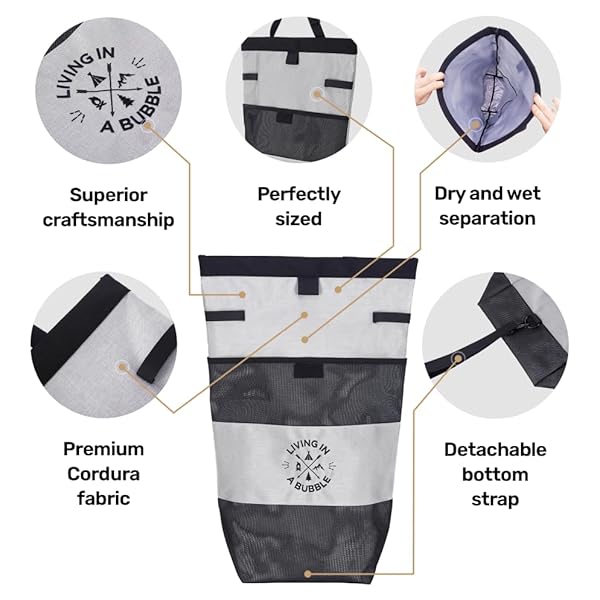 Living in a Bubble Premium Utility Bag for Campervans and Cars - Laundry Bag, Multipurpose Seatback Bag & Seat Back Organizer - Vanlife Accessory & Van Storage Solution - Grey - Image 6
