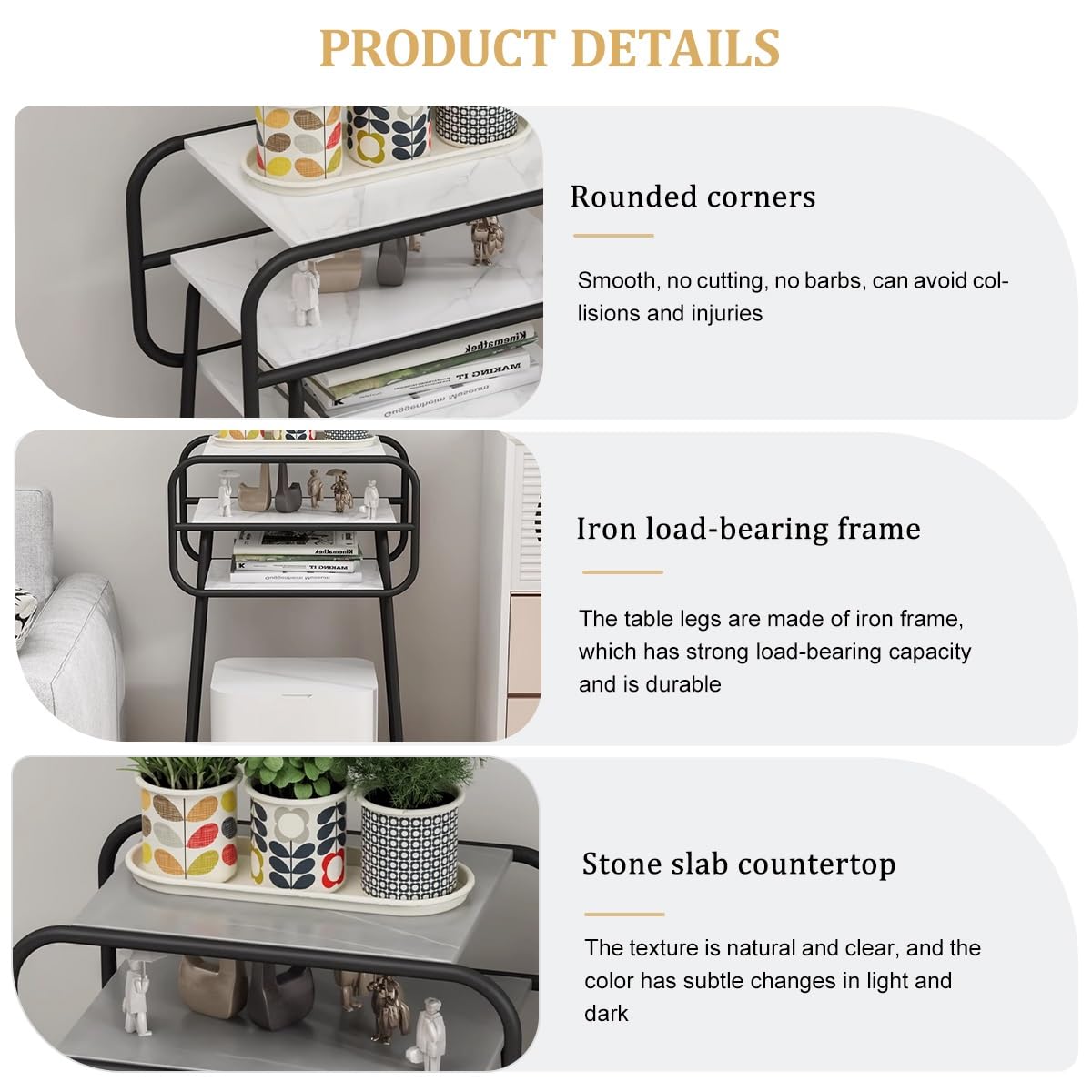 Estante de almacenamiento de 3 niveles para aspiradora robot, soporte de vacío con ruedas, mesa auxiliar pequeña para sala de estar, baño, mesa auxiliar estrecha, muebles decorativos bonitos