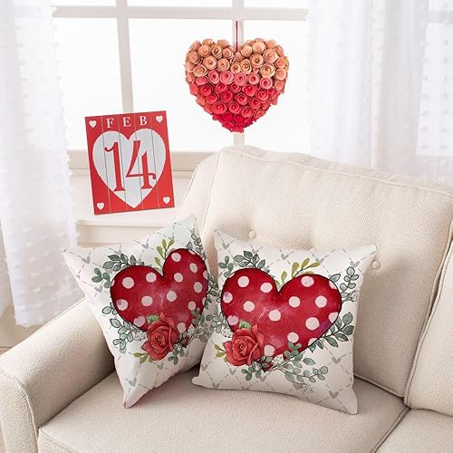Miniatura 4 de GEEORY GW12-18 - Juego de 2 fundas de almohada para el día de San Valentín de 18 x 18 pulgadas, fundas de almohada decorativas de eucalipto con