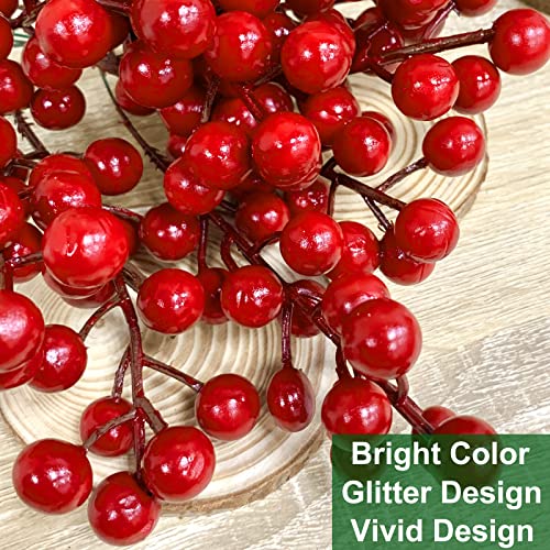 Turnmeon 25 Pack 8.3" Berry Stems Christmas Decorations, Artificial Christmas Picks Branches Sticks Twigs For Christmas Tree Filler Ornaments Diy Crafts Vase Holiday Home Xmas Decor (Red) #TOP3