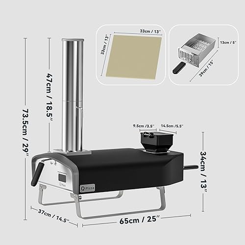 Miniatura 2 de Q Pizza Horno de pizza portátil, estufa de pizza al aire libre, horno de pizza de pellets de leña con piedra para pizza al aire libre en el patio