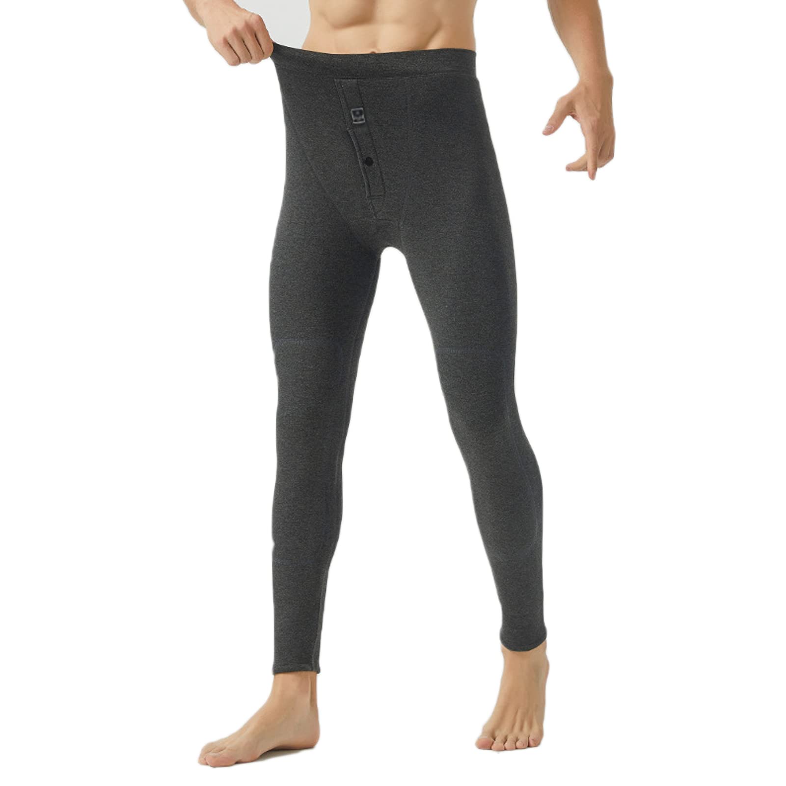 Pantaloni termici in pile da uomo biancheria intima Elasticità a vita alta pesante inverno caldo foderato lunghi Leggings pantaloni della