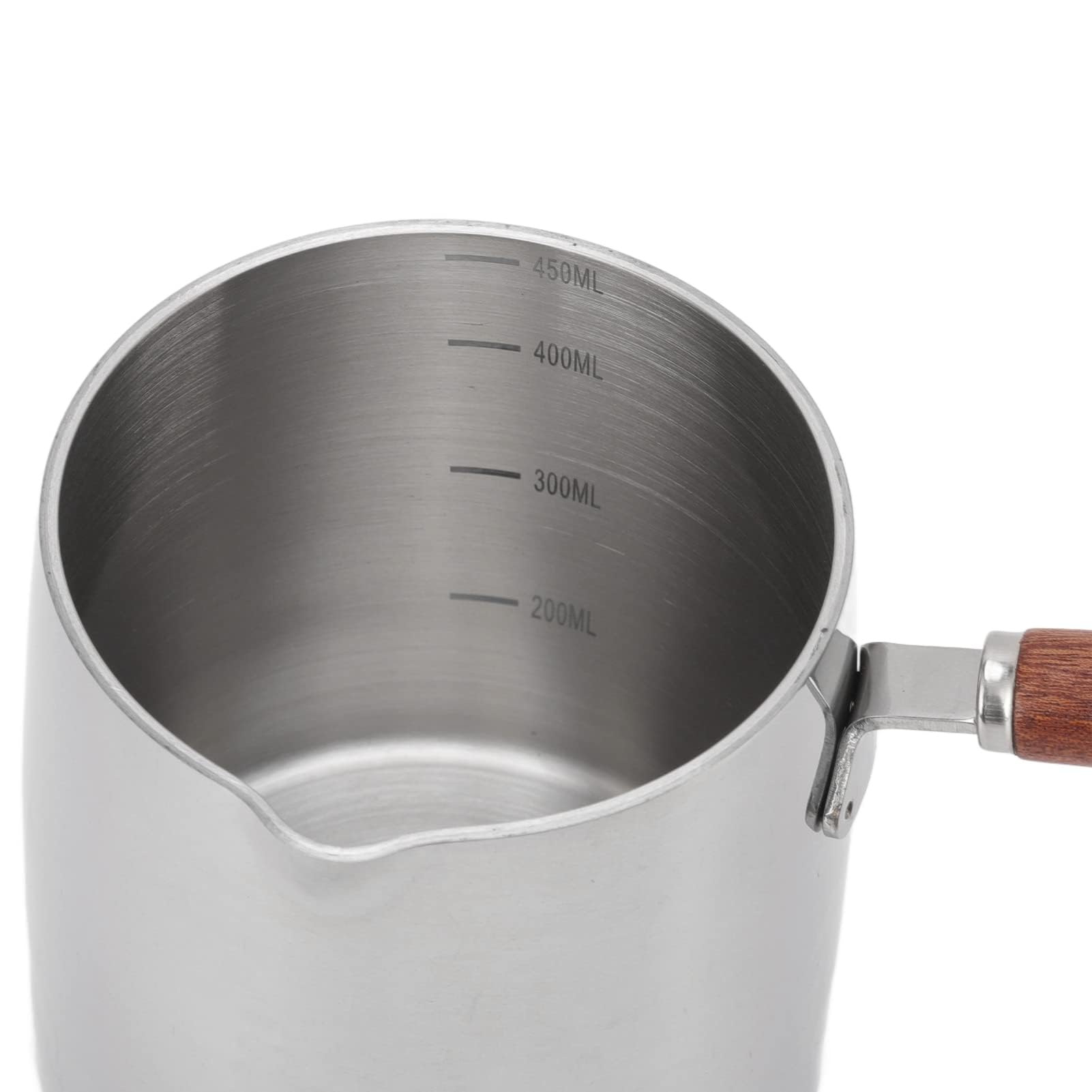 Tissting Pentola Scalda Burro, Piccola Pentola in Acciaio Inox con Manico Legno per Latte Bollente 450ml, per Salsa Cioccolato su Induzione Gas Elettrico
