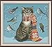 Produktbild Awesocrafts Kreuzstich Stickpackungen, eine Katze und Vögel Bilder Vorlagen Stickerei Set Vorgedruckt oder Zählmuster