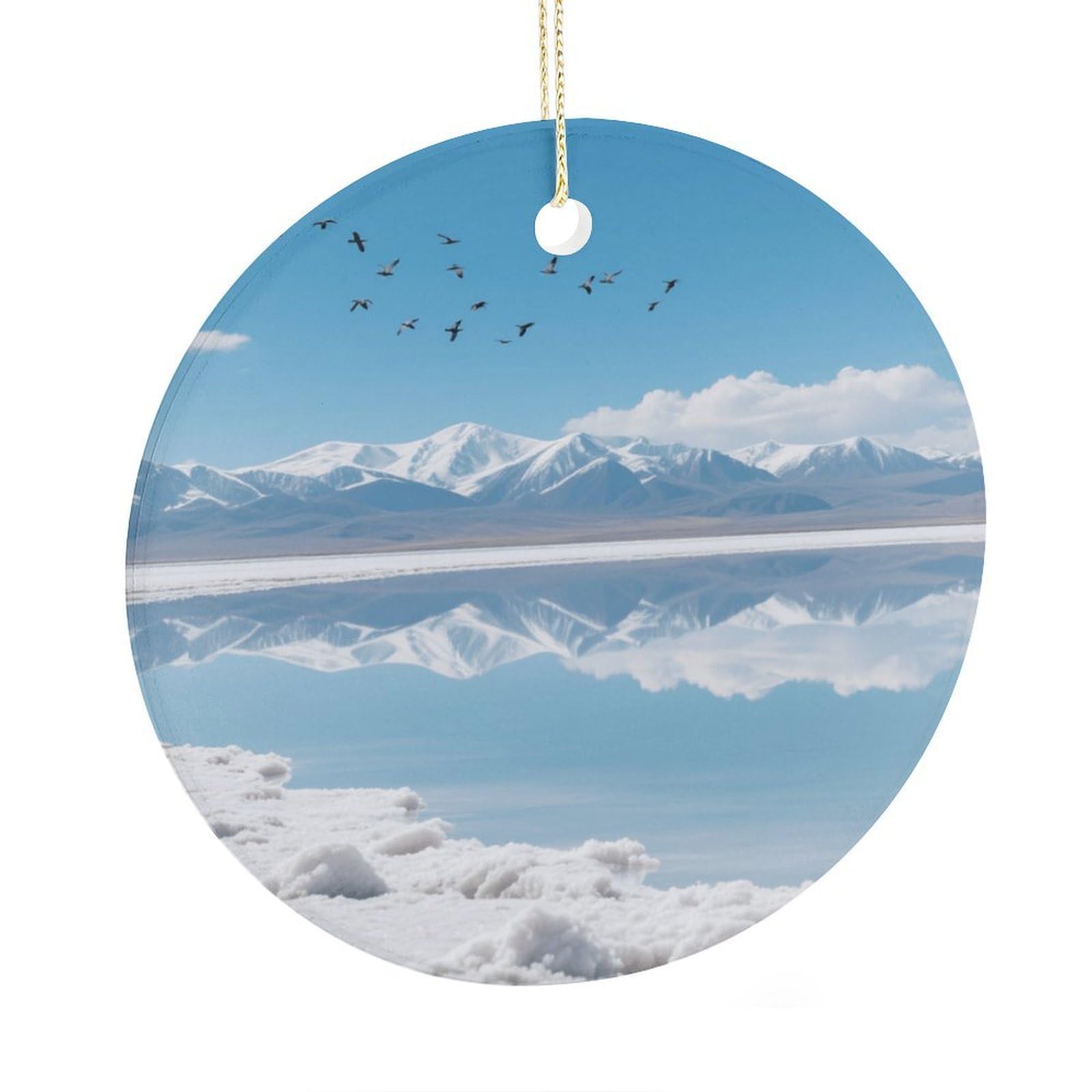Fekiloot Style Highland Salt Lakes Christmas Ornaments 2.9 Inch Round Ceramic Ornament Keepsake Thank You Gifts For Office, Room, Home - Holiday Present Ideas