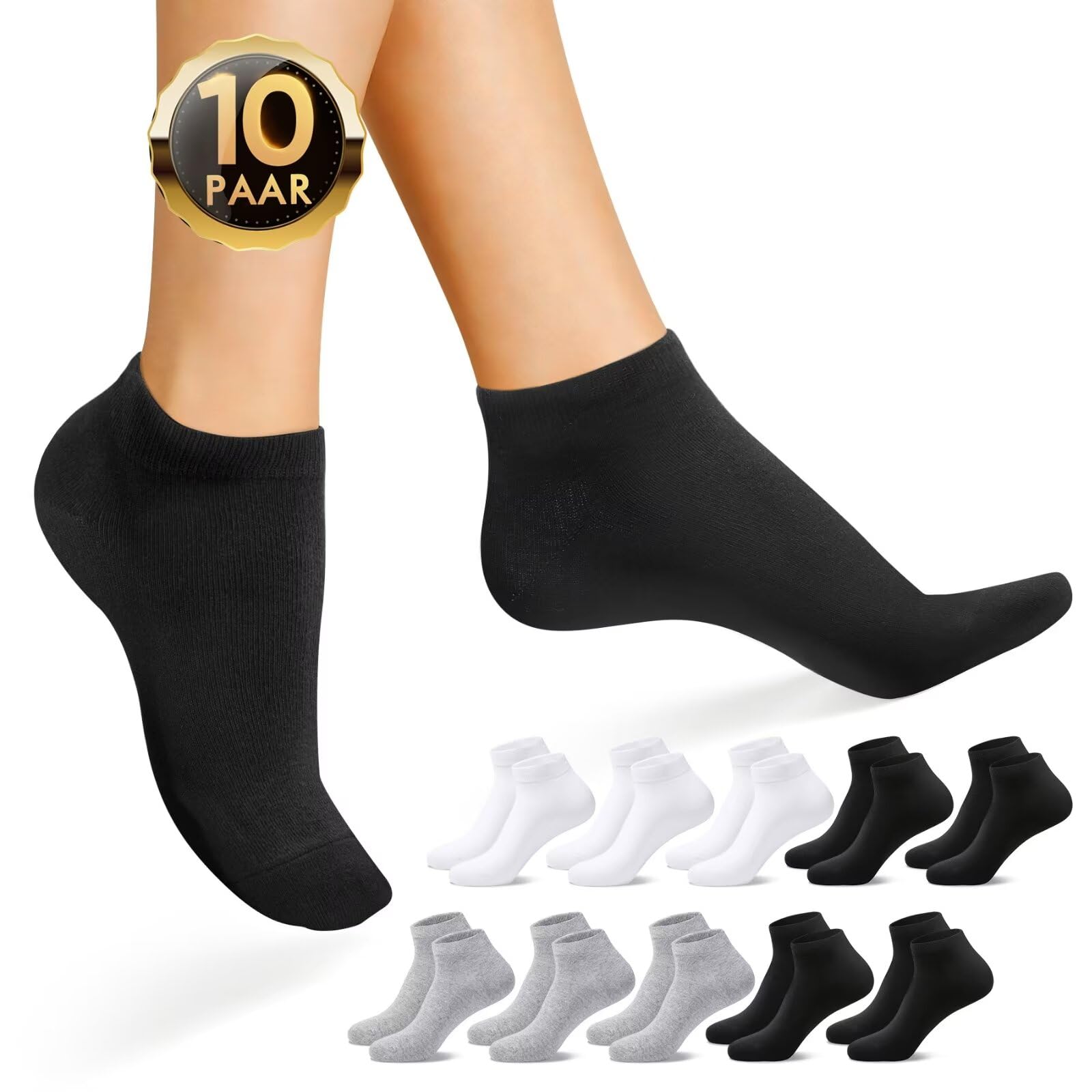 IceReco 10 Pares Calcetines Cortos Hombre Calcetines Deporte Mujer Verano Algodon Calcetines Tobilleros Deportivos Bajos