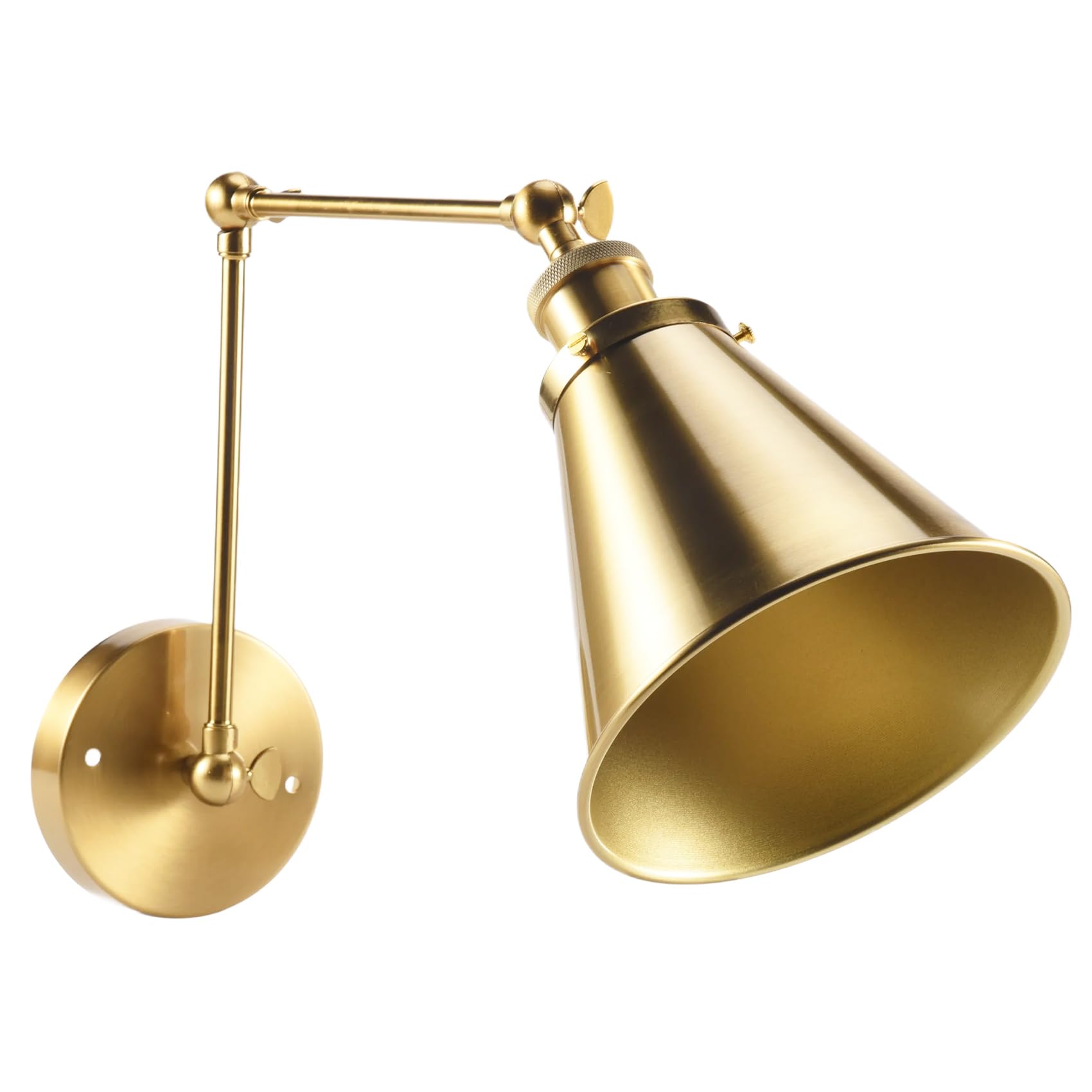 MOLERRI Industrial Wall Sconce Light Brass Cone Shade Wall Light with Adjustable Arm for Indoor Home Bar Warehouse Hallway