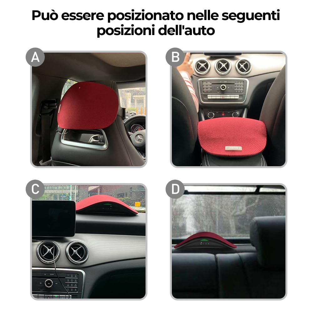 BPT Purificador de aire portátil para coche con carbón activo H13 HEPA para purificar el aire, elimina el polvo, el humo y el olor, ideal para viajes (rojo)