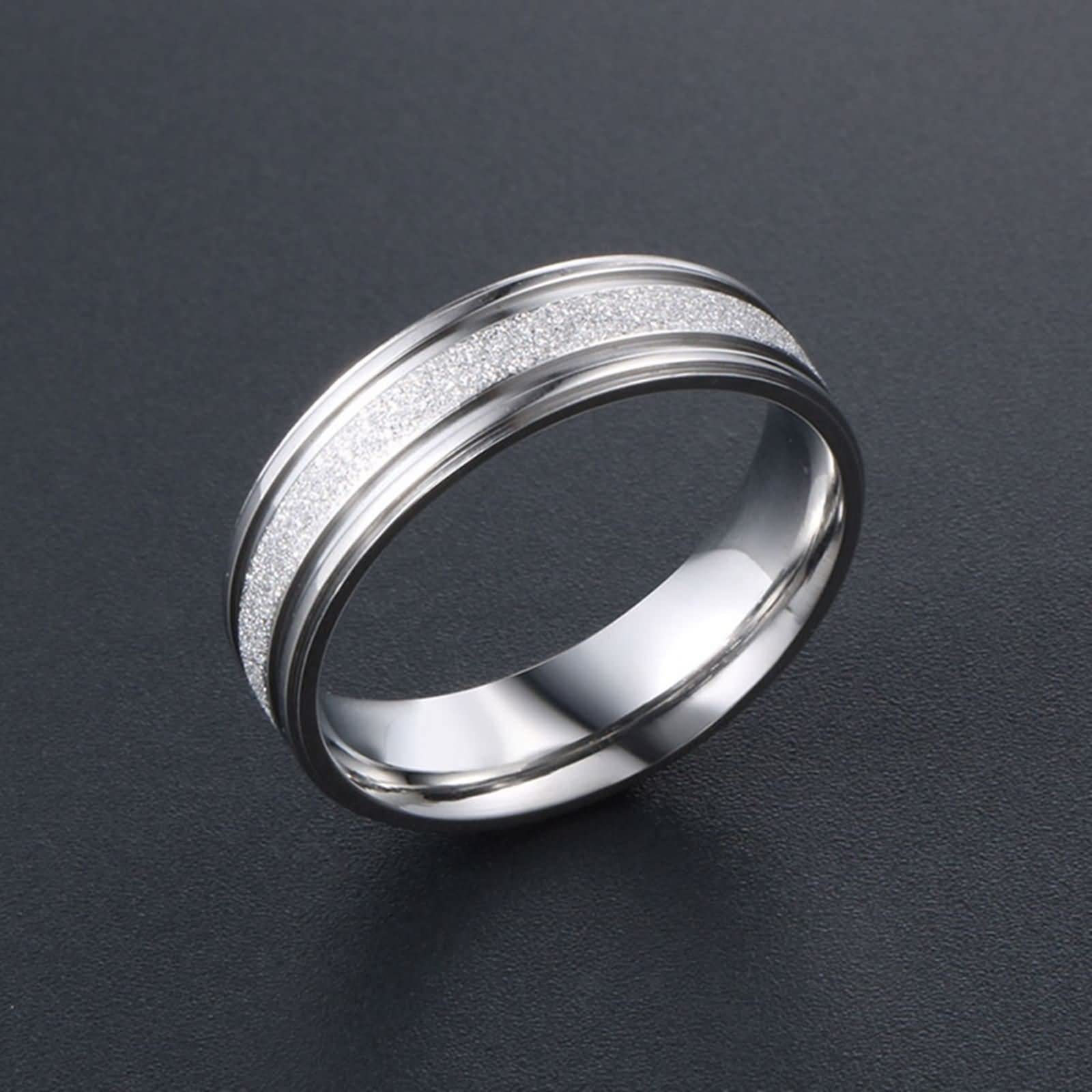 Anillo Hombre Anillos Mujer,Anillo Personalizado Pareja Anillos Unisex Acero Inoxidable 6.6MM Anillo Plata con Redondo Mate Anillo Promesa Pareja