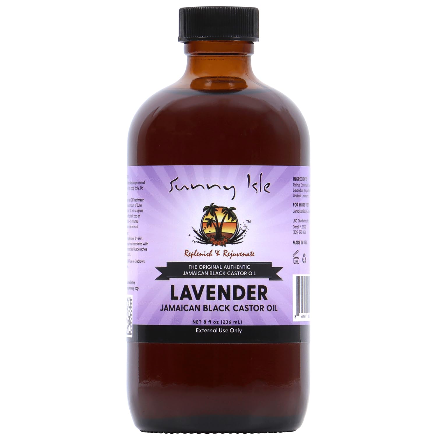 Sunny Isle Lavender Jamaican Castor Oil, Black, 8 Oz