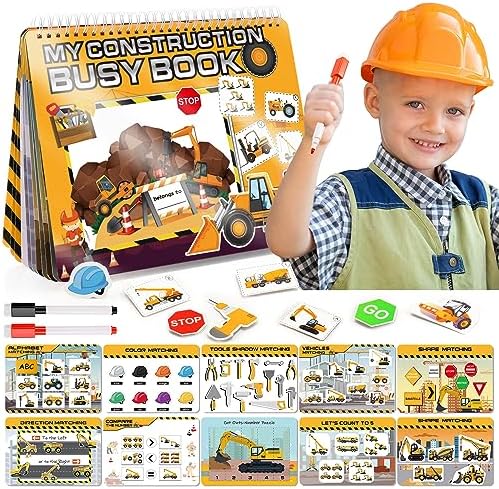 Montessori Toys for 2 3 Year Old Boys, Luckades Construction Toys Busy Book Sensory Books for Toddlers 2-4 Preschool Toys Educational Toys for Kids 4-6 Christmas Birthday Gifts for 2-6 Year Old Boys