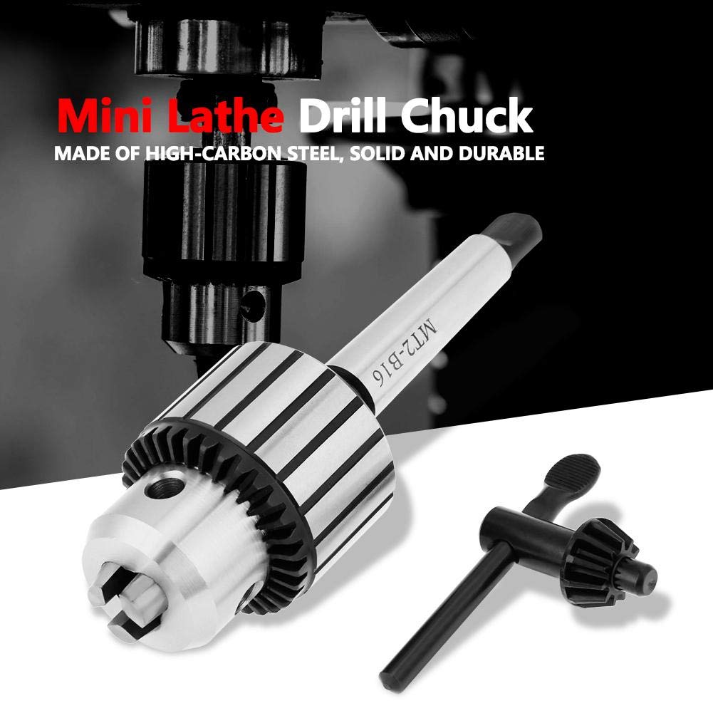 Drill Chuck with Chuck Key and MT2 ARBO, 113mm Lathe Drill Chuck with