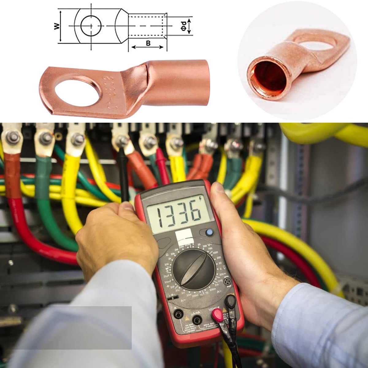 Cable Eléctrico Con Conector De Cobre Crimp Terminals, 50 Pi | Envío gratis