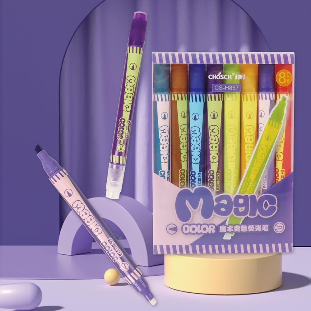 Penny Wise® Quirky Double Sided Magic Color Highlighter Set | 8 Pens & 16 Colors | School & Office Use | For All Age Groups
