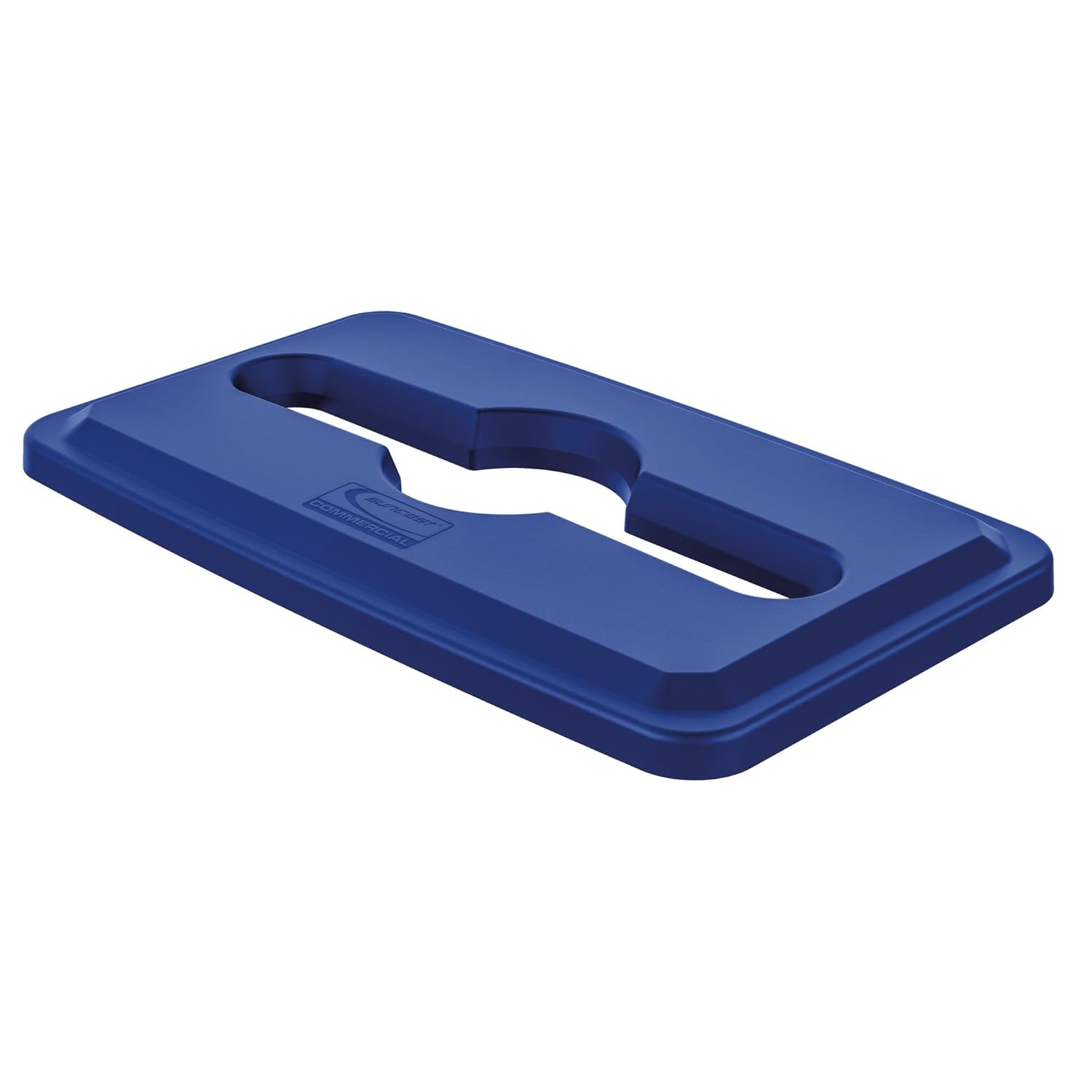 Suncast Commercial Resin Lid with Paper Recycling Slot for 23 Gallon Slim Trash Cans, Snap-On Design for Easy Recycling Sorting, Blue