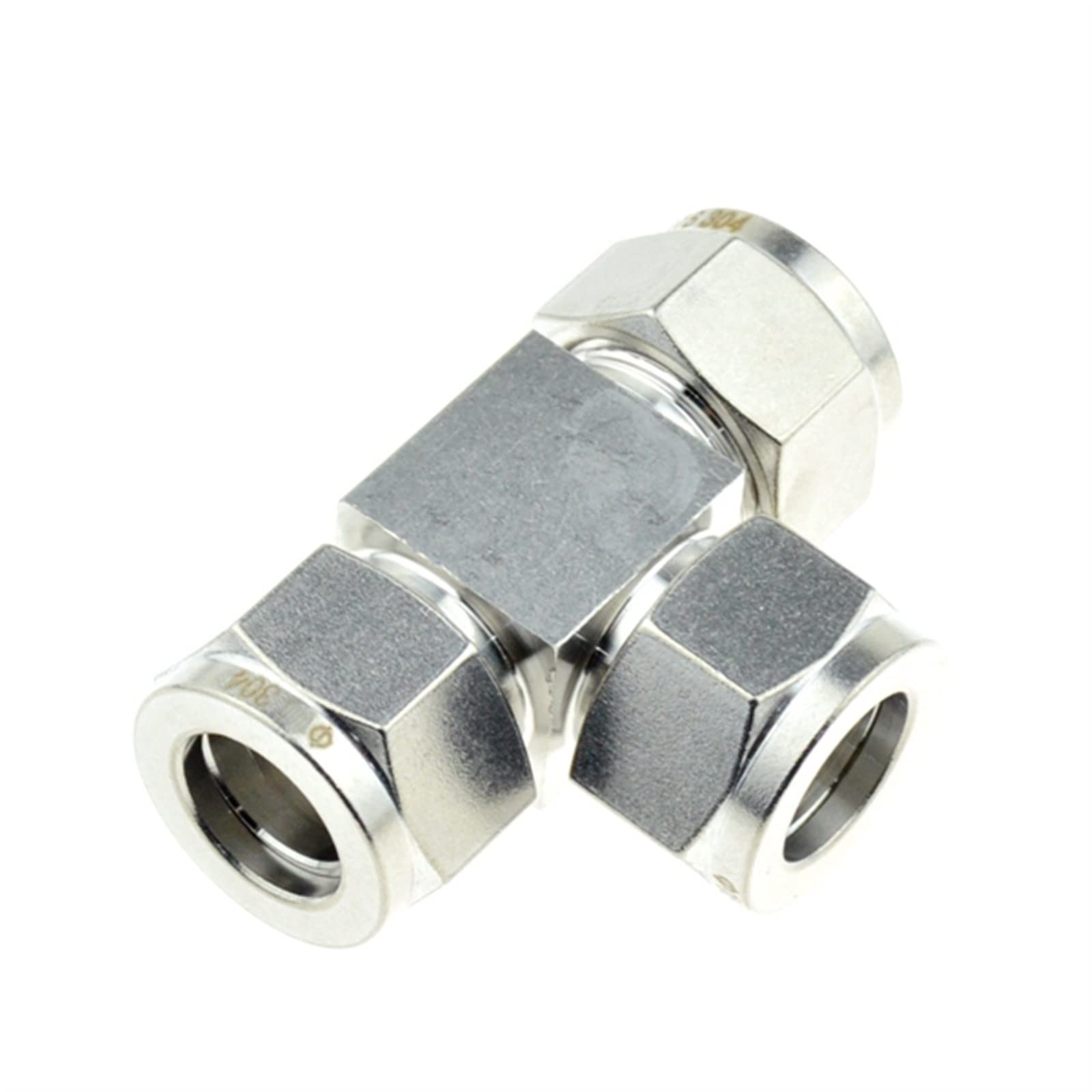 Coupling, Stainless Steel Hex Nipple,Pipe-Fitting T Shaped 3 Way Compressor Fitting, Tube Ferrule Union Compression SS Pipe Connector Stainless Steel 304(6mm)
