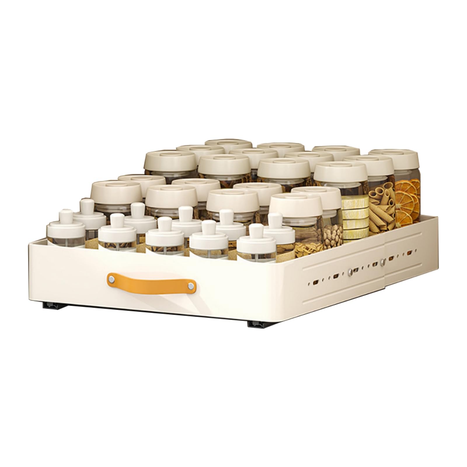 Cachpib Pull Out Cabinet Organizer Kitchen Storage Drawer Sliding Cabinet Basket with Handle Roll Out Extendable Sliding Drawer No Need Drill and Nailing