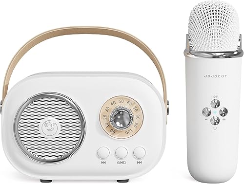 Mini máquina de karaoke, máquina de karaoke para niños y adultos, lindo karaoke con micrófono, altavoz Bluetooth portátil con micrófono, estilo
