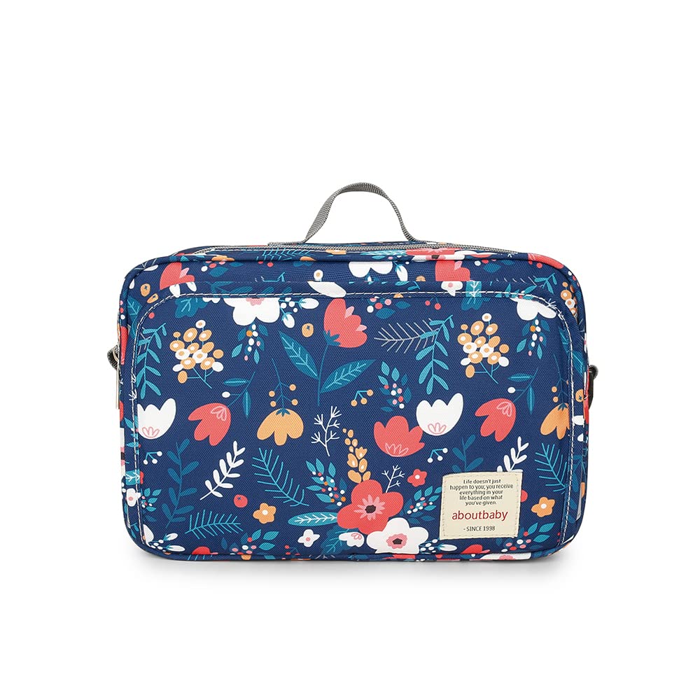 Baby Diaper Caddy Bag - Caddy Tote Baby Stroller Bag Nursery Storage Bin for Diapers, Wipes & Toys Small Diaper Bag for Outdoor ?Blue Flower?