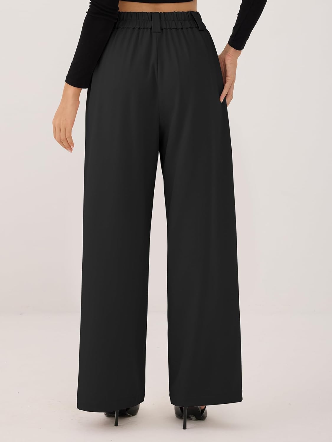 ZAFUL Womens Wide Leg Pants High Elastic Waisted Business Casual Trousers Work Dress Pants with Pockets 2025 - Image 3