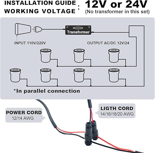 Miniatura 7 de Paquete de 8 luces de paisaje de bajo voltaje con conectores 3W LED 12-24V iluminación en el suelo IP67 impermeable luces de jardín 3000K luz