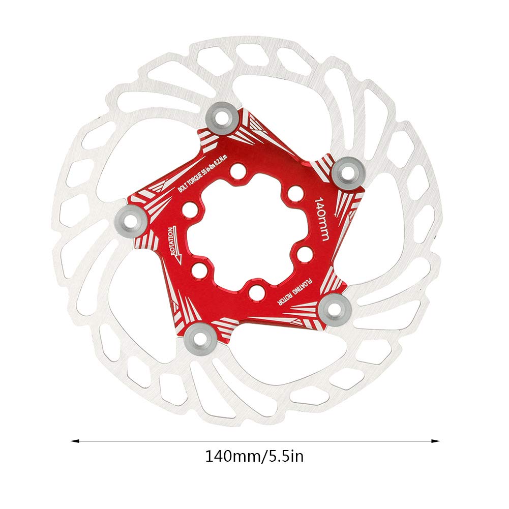 Niiyen Bike Disc Brake Rotor 140mm Floating Mountain Bike Brake Disc Rotors Cycling Accessory with 5 Stud for BMX Bike (Red)