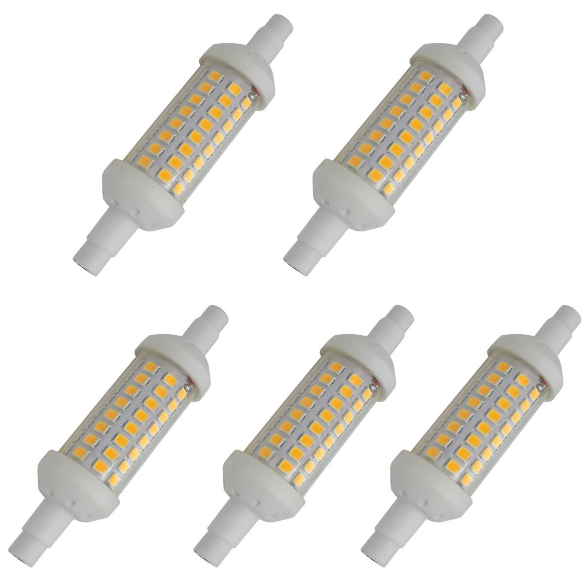 Aoxdi R7S LED Bulb Lighting 5W, Warm White, 64 SMD 2835 LED Ceramic Lamp, 78mm R7S, AC220-240V, 5-Pack (Warm White) — image 1