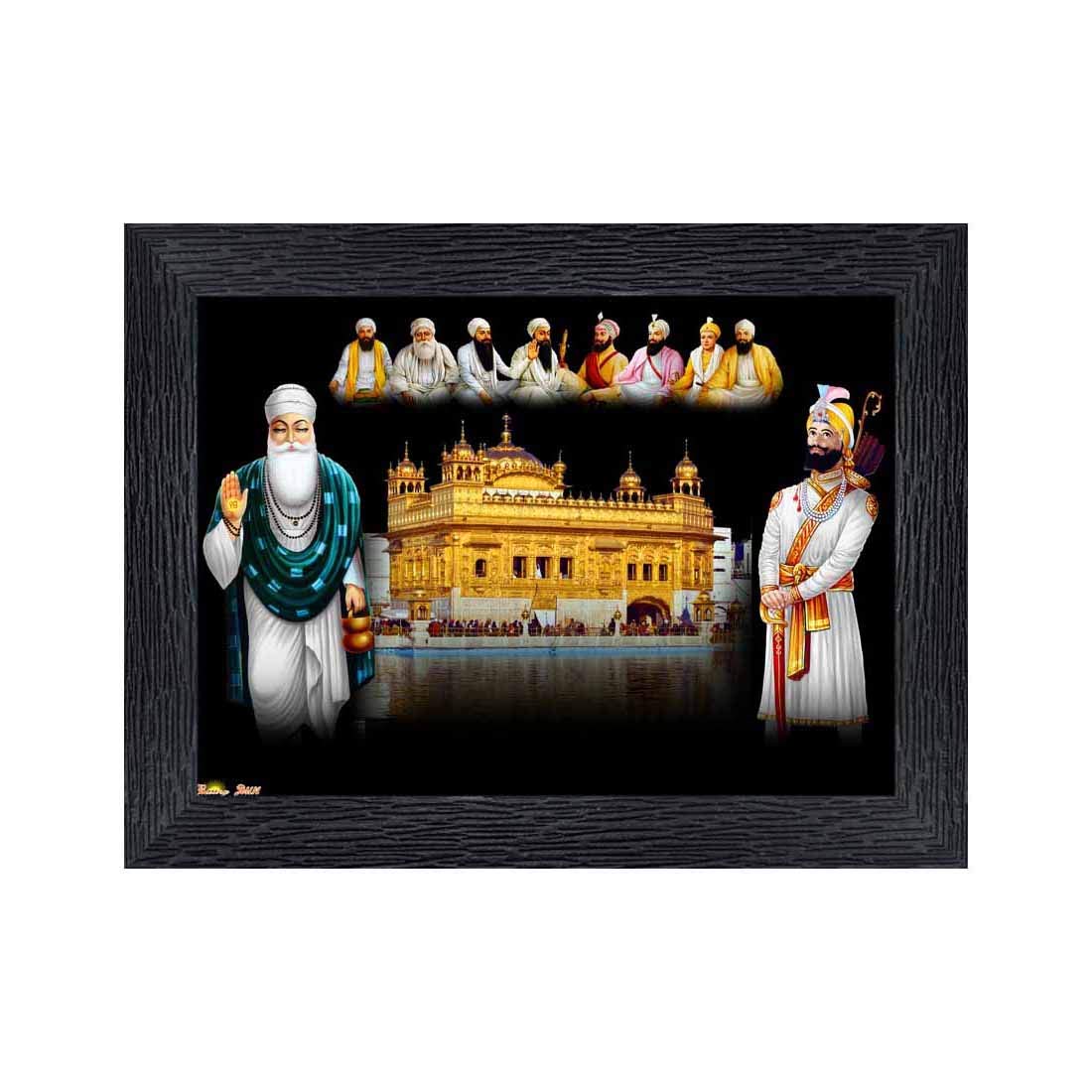 Generic PnF Guru Nanak with dus (10) Guru Religious Wood Photo Frames with Acrylic Sheet (Glass) for Worship/Pooja(photoframe,Multicolour,8x6inch)-1107, Medium (PNF-1107-photoframe-5x7)