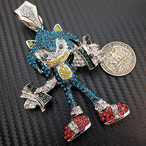 Hip Hop Lab Diamond Super Sonic Pendant & 18" Full Iced Cuban Choker Necklace4