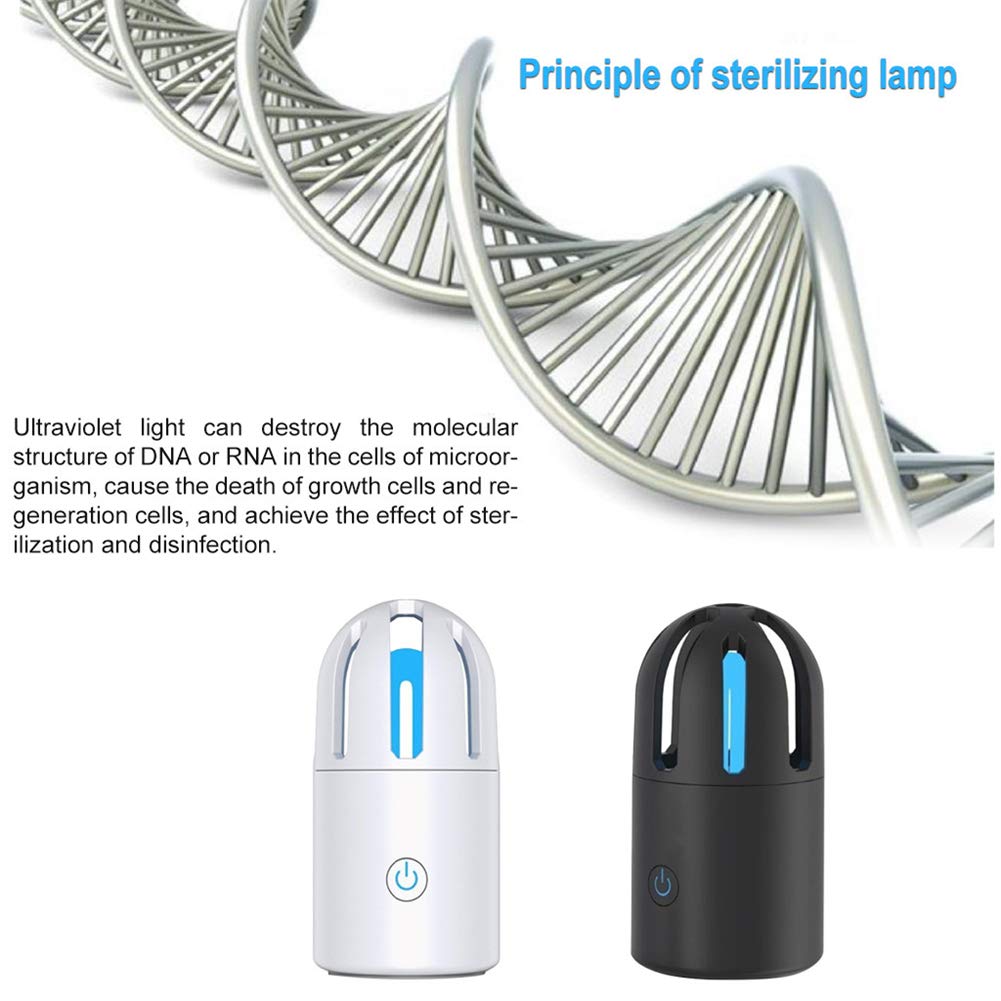 3W LED de la lámpara UV portátil, esterilizador ultravioleta del accesorio ligero, vehículo de la lámpara UVC para la cubierta exterior Viajes Hogar,Blanco