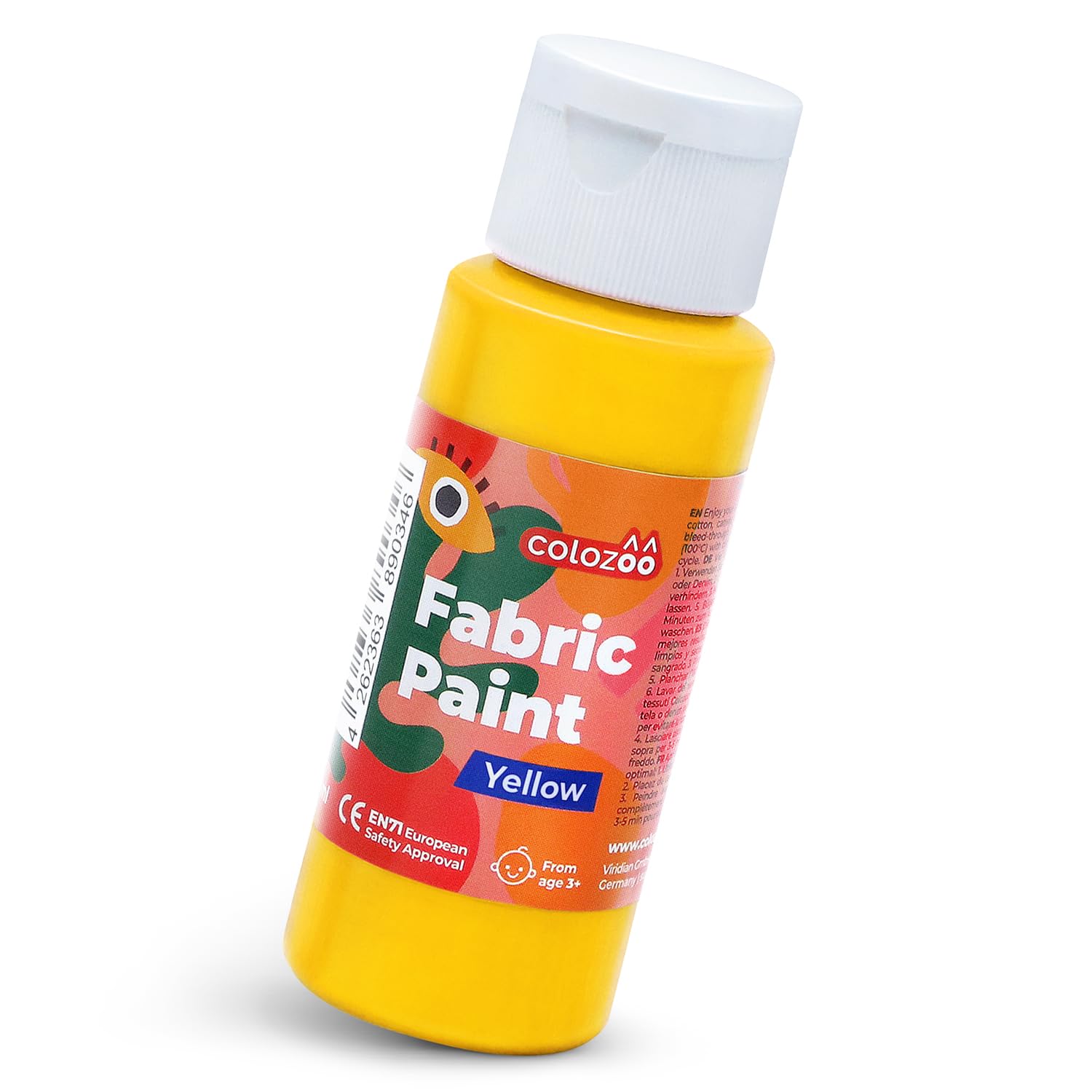 Colozoo Textile Paint Yellow 60 ml Machine-Washable Acrylic Fabric Paint