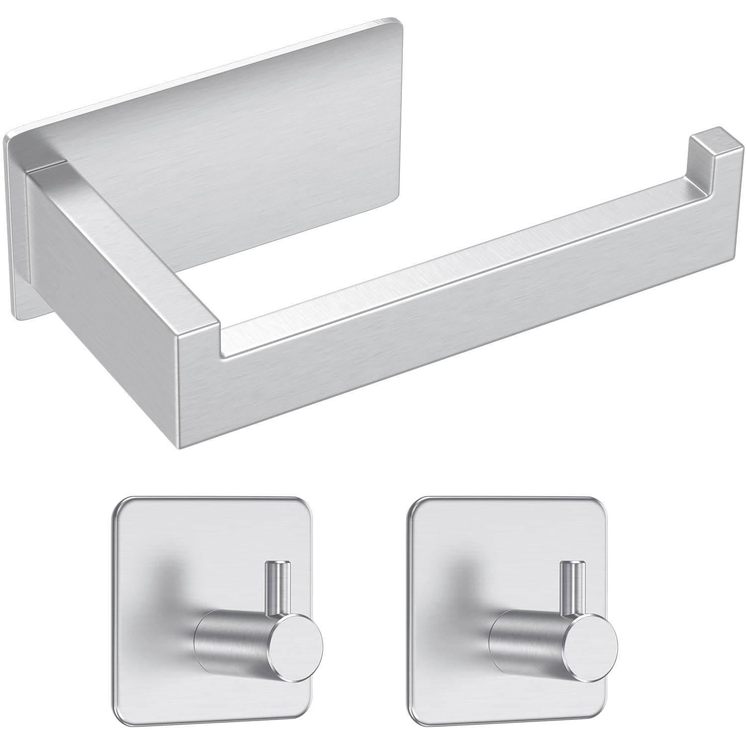 Eowihor Toilettenpapierhalter Ohne Bohren, Klopapierhalter zum Kleben, Toilettenpapierhalter Edelstahl und 2 Stück Klebehaken, WC Rollenhalter Selbstklebend Klorollenhalter für Badzimmer, Silber