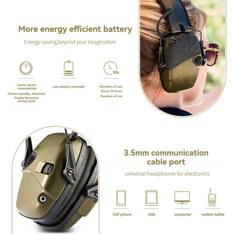 Impact Hearing Cuffie Cuffie Elettroniche Cuffie Sportive All'aperto Cuffie con Cancellazione del Rumore Nero