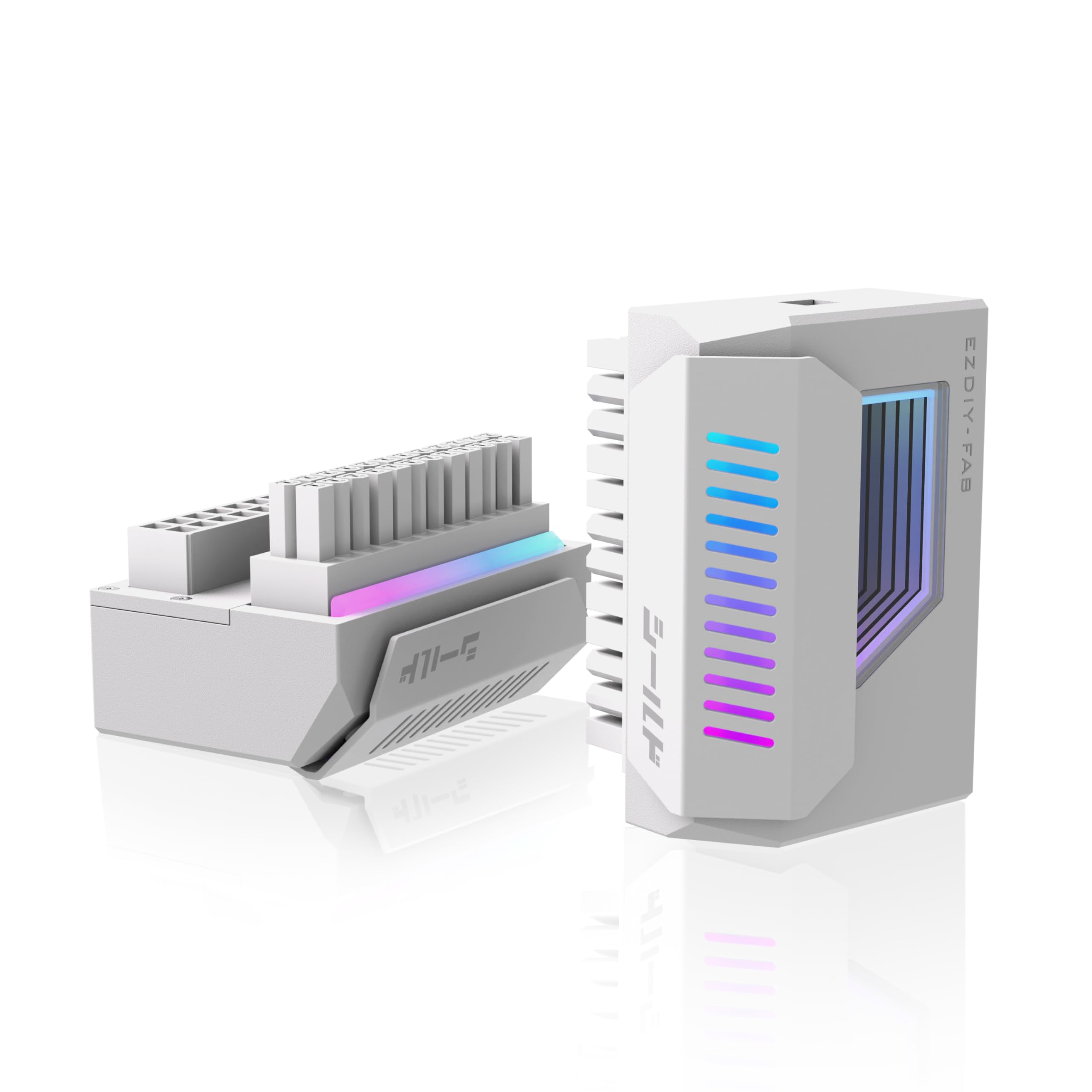 Adaptateur 24 Broches 90° ARGB Avec Miroir Infini - Compatible ATX, MATX, ITX - Synchronisation 5V 3 Broches - Noir Ou Blanc - 8