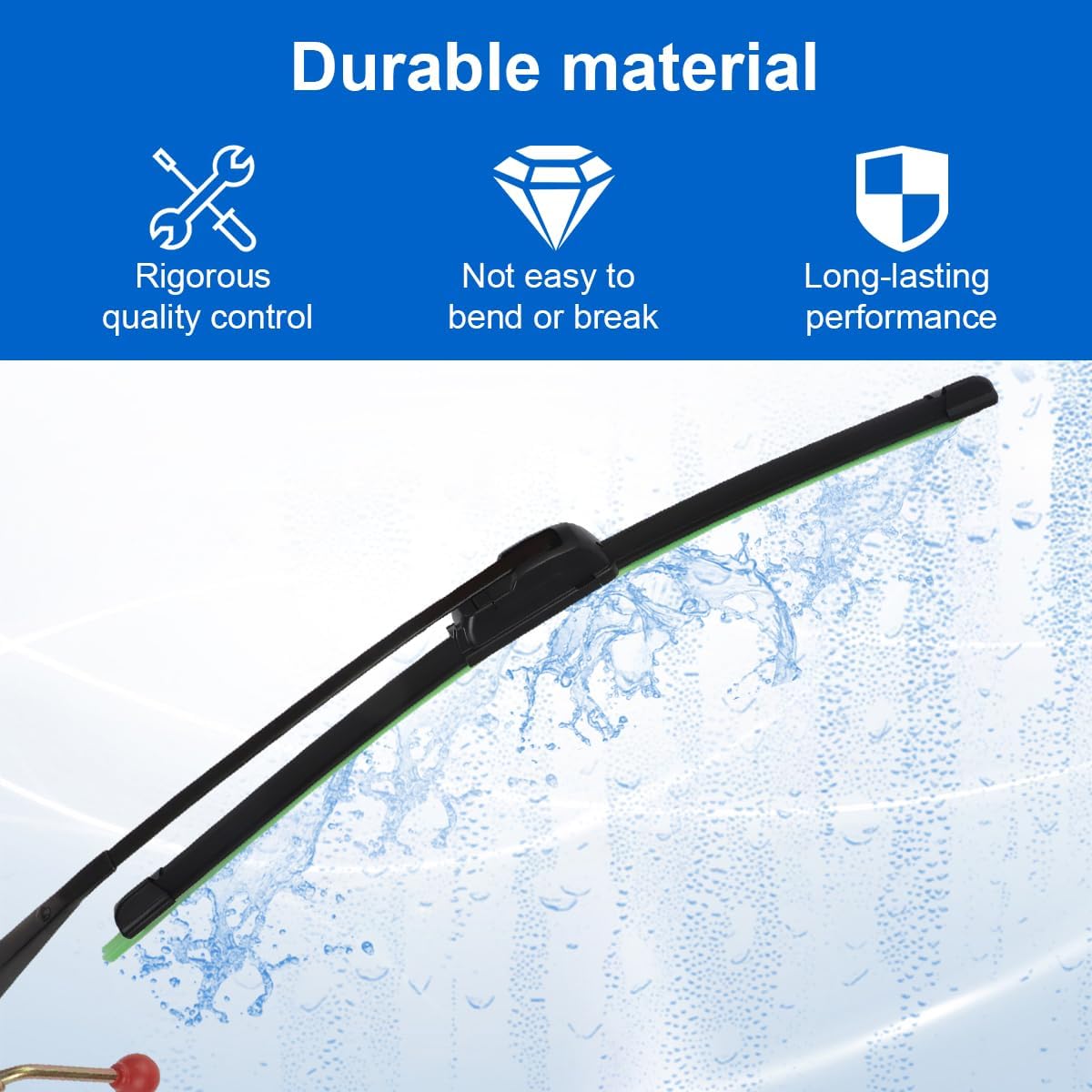No Drill Universal Golf Cart Windshield Wiper Blade Kit with Manual Wiper Arm and Bracket, Fit for Ezgo | Yamaha | Club Car, with A Frameless Wiper Blade Replacement