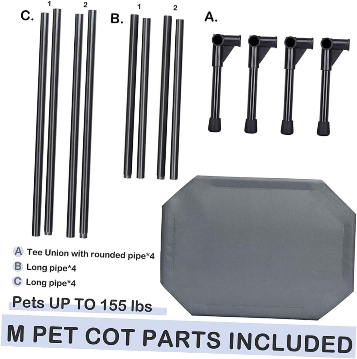 POPETPOP 1Pc Elevated Dog Sleeping Bed Detachable Pet Cot for Home Use Comfortable and Washable Dog Nest Durable Design Grey Color for Dogs