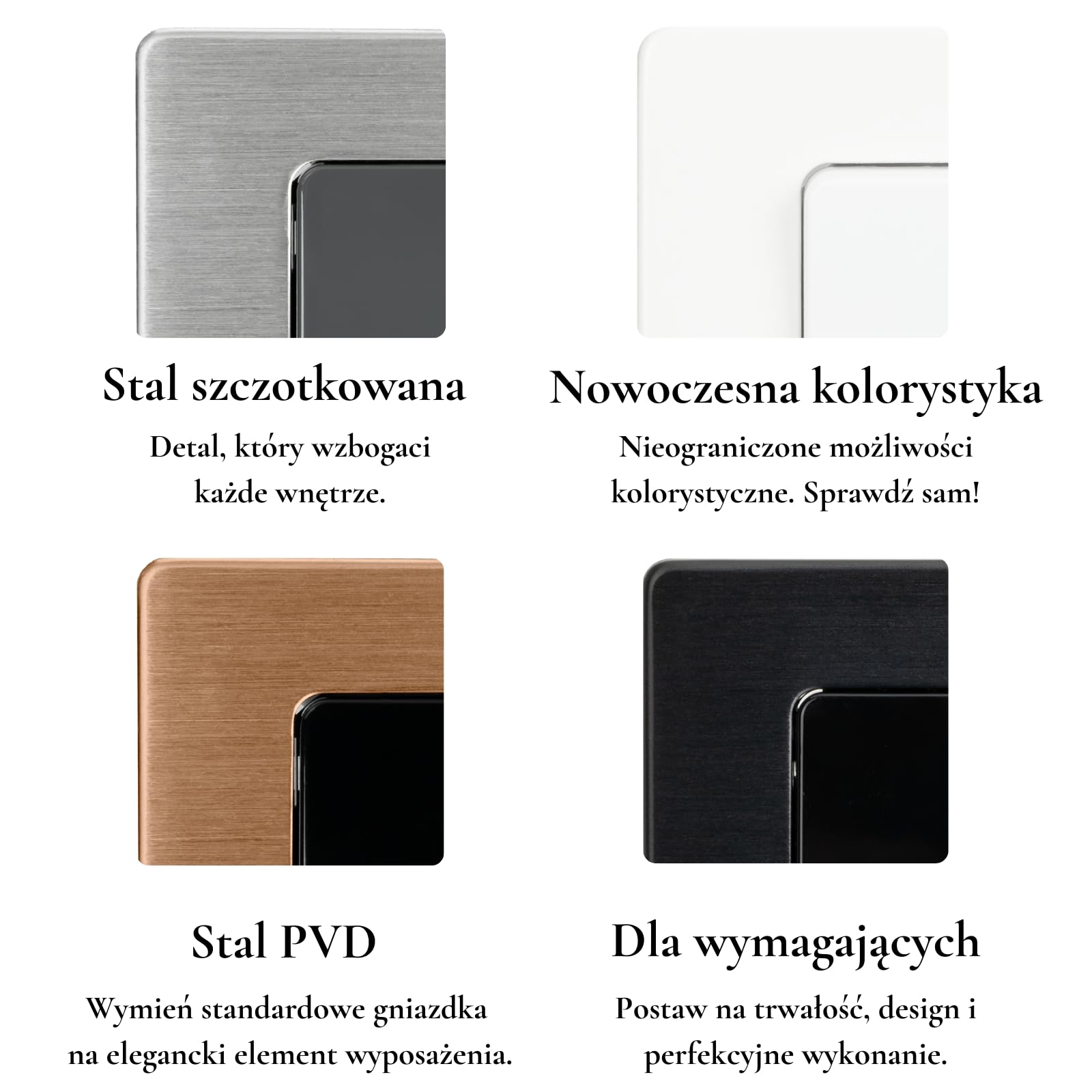 Włącznik Światła Pojedynczy Czarny Schodowy Stal Szczotkowana PVD Black