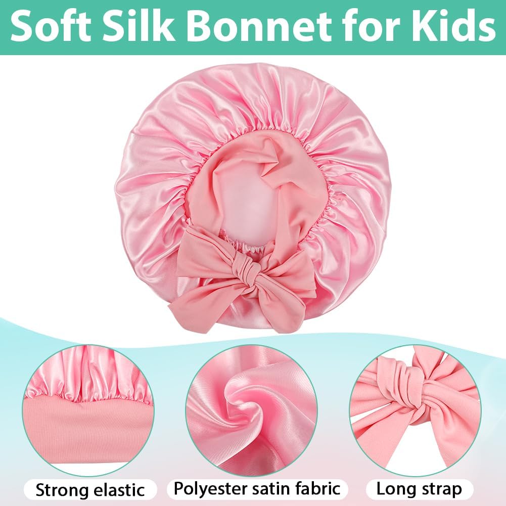 4PCS Baby Satin Bonnet,Silk Bonnet for Kids,Kid Hair Bonnets for Sleeping,Kids Satin Bonnets for Girls Boys Toddler