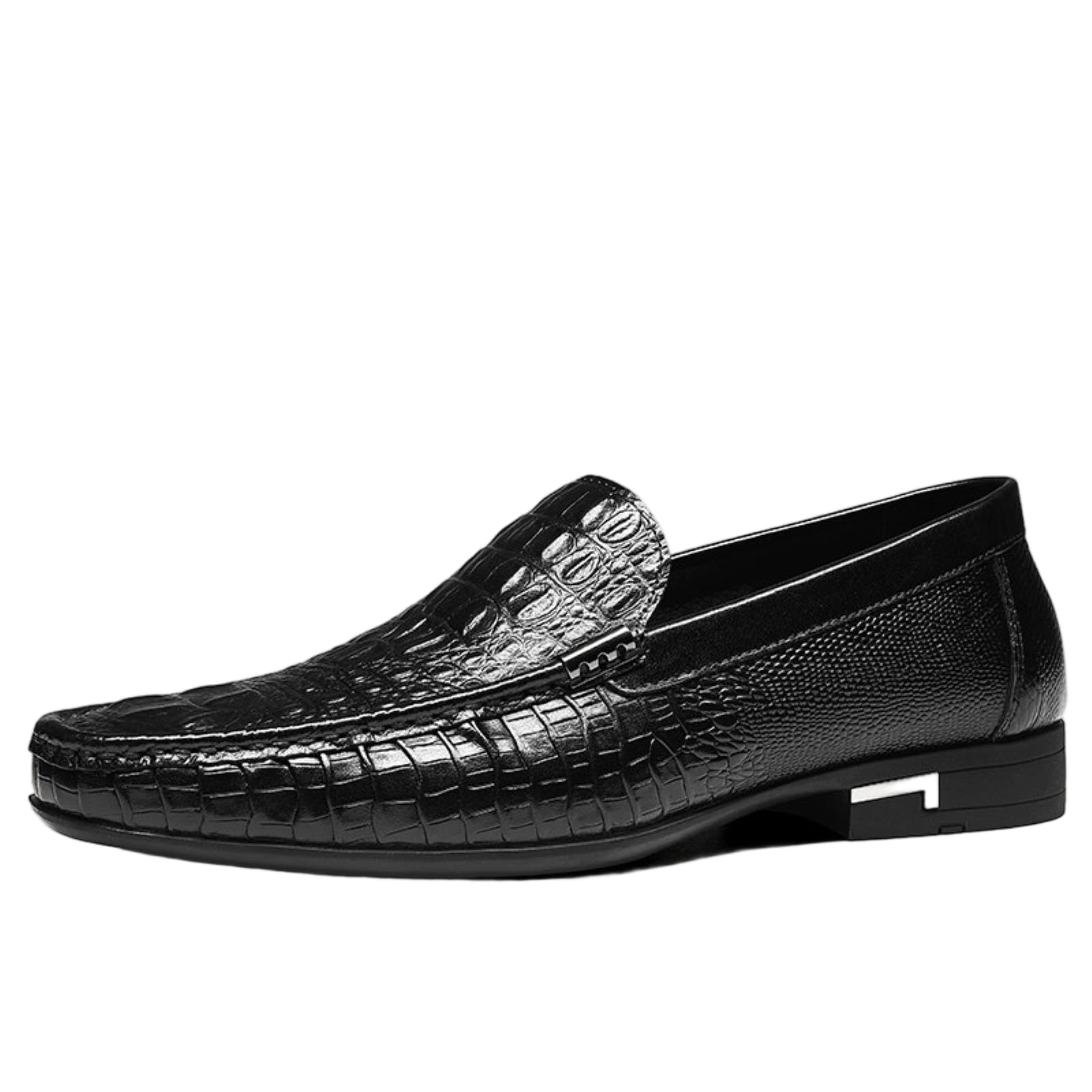LKSCY - Mocasines de cuero para hombre, zapatos de conducción con suela de goma, estampado de cocodrilo, borla, zapatos cómodos casuales
