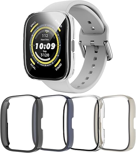 Miniatura 15 de Funda protectora de pantalla para Amazfit Bip 5 Smartwatch, paquete de 4 protectores de policarbonato duro, vidrio templado integrado para Amazfit