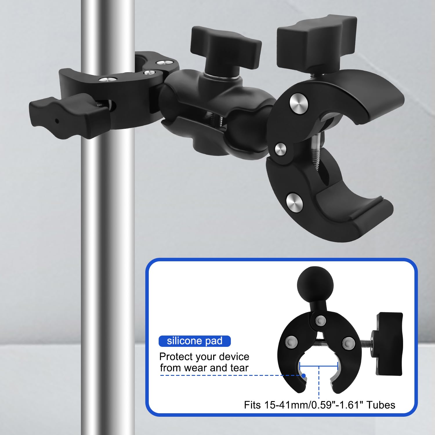 Kit Montaje Motocicleta Compatible con Insta360 X5-X Montaje Abrazadera Manillar Motocicleta o Bicicleta Accesorios compatibles con GoPro 12-3, UTV, ATV(Sin Palo) Compatible con dji Osmo 360