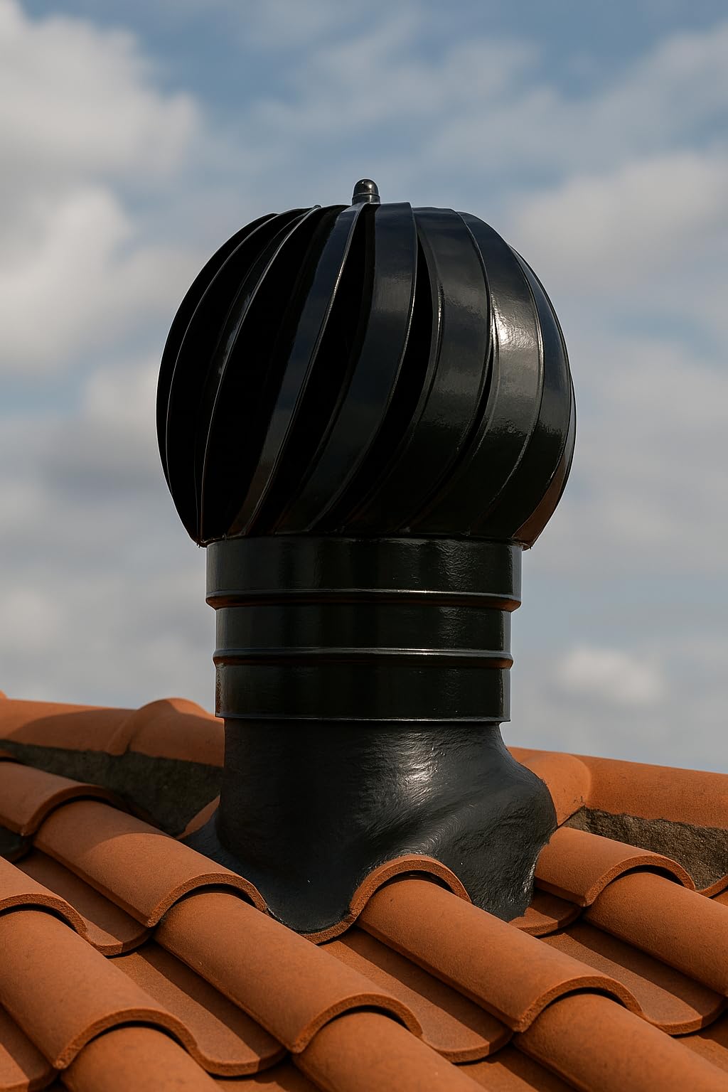 Sombrero Chimenea Extractor de Humo Giratorio de Viento Vitrificado, capuchón chimenea giratorio Negro para salida de humo (100)