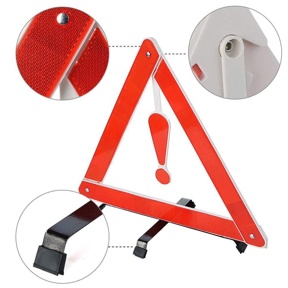 Marco de advertencia triangular, reflector triangular, universal de emergencia para coche, camión, furgoneta (paquete de 10)