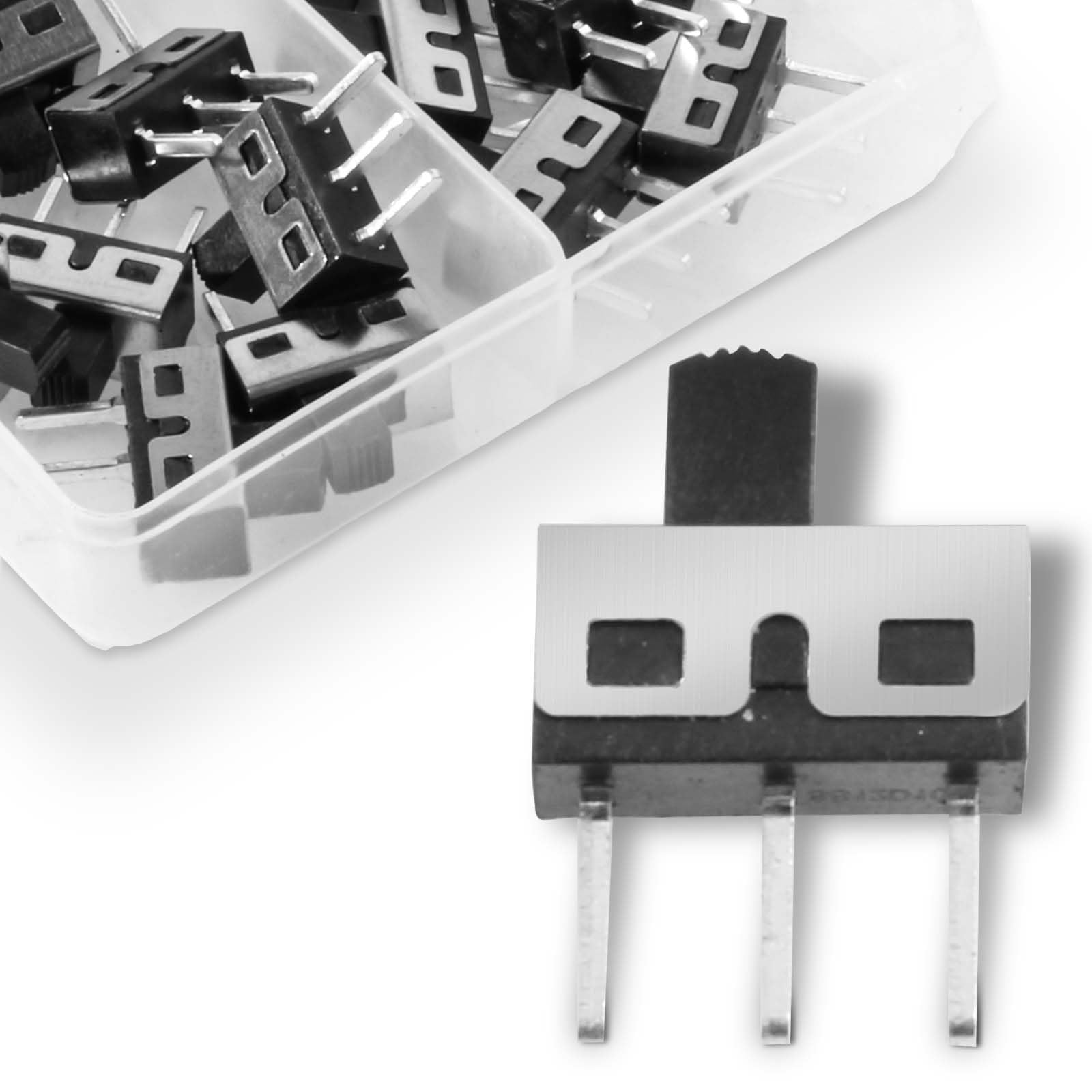 20pcs Micro Slide Switch,High Knob Vertical Slide Switch SPDT 3 Pin 2 Position 1p2t Panel SS-12D10