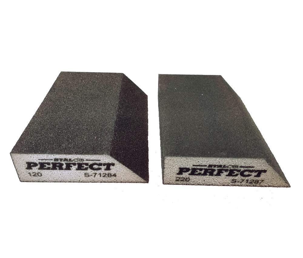 120 + 220 GRIT Angled Abrasive Grinding Sponges Sanding Blocks Pad Sandpaper Polishing STALCO
