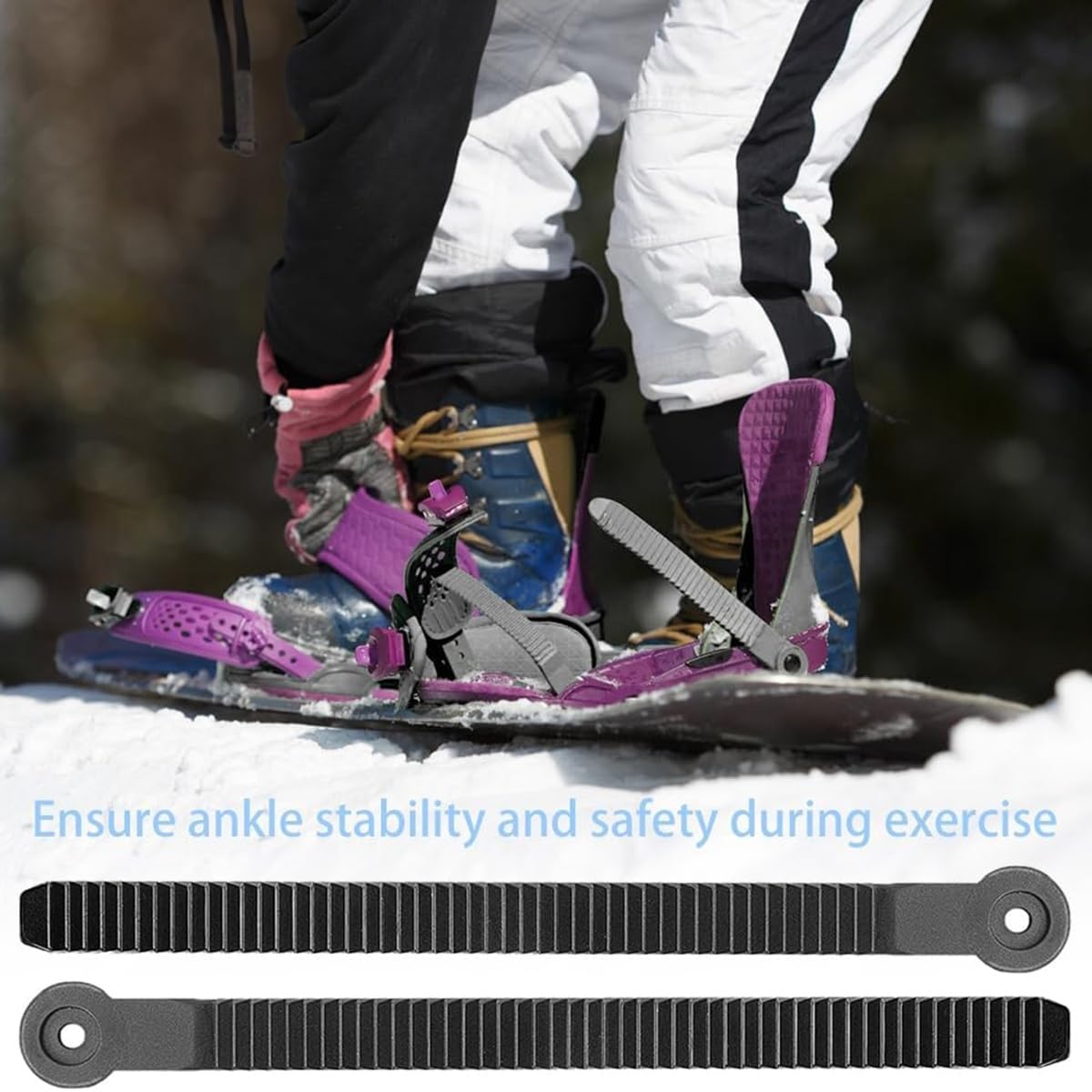 Grimmstr 6PCS Snowboard Ankle Ladder Strap Snowboard Ladder Strap Binding Replacement with Screws, Black